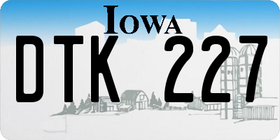 IA license plate DTK227