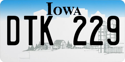 IA license plate DTK229