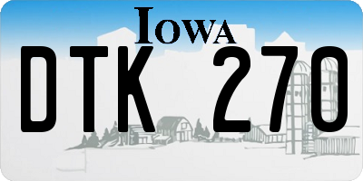 IA license plate DTK270