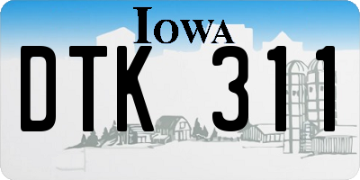 IA license plate DTK311