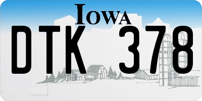 IA license plate DTK378