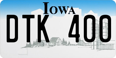 IA license plate DTK400