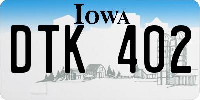 IA license plate DTK402
