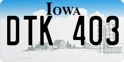 IA license plate DTK403
