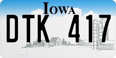 IA license plate DTK417