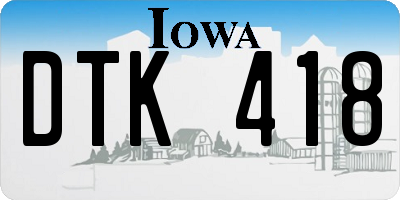IA license plate DTK418