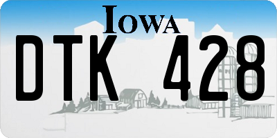IA license plate DTK428