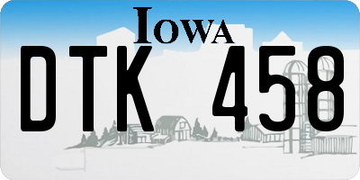 IA license plate DTK458