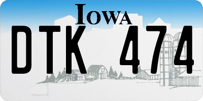IA license plate DTK474