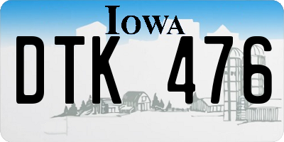 IA license plate DTK476