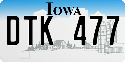 IA license plate DTK477