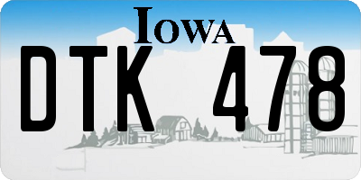 IA license plate DTK478