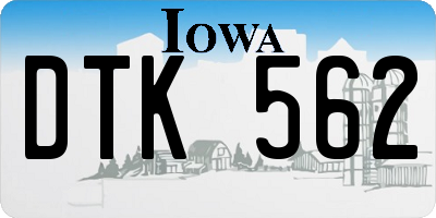 IA license plate DTK562