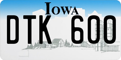 IA license plate DTK600