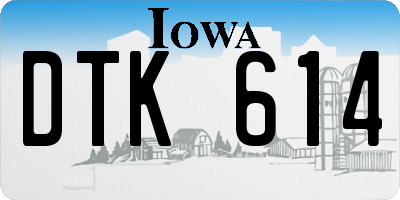 IA license plate DTK614