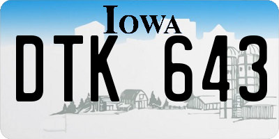 IA license plate DTK643