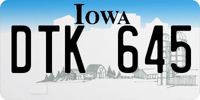 IA license plate DTK645
