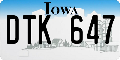 IA license plate DTK647