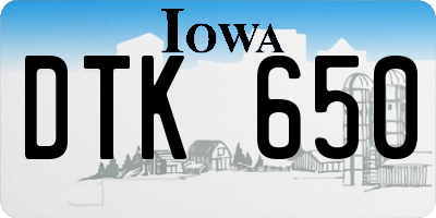 IA license plate DTK650