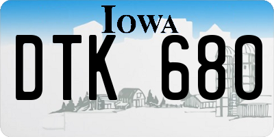 IA license plate DTK680