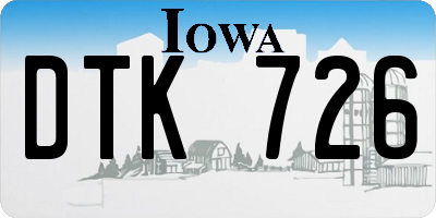 IA license plate DTK726