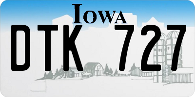 IA license plate DTK727