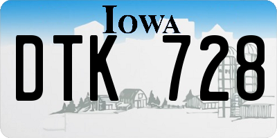 IA license plate DTK728