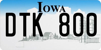 IA license plate DTK800