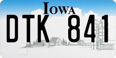 IA license plate DTK841