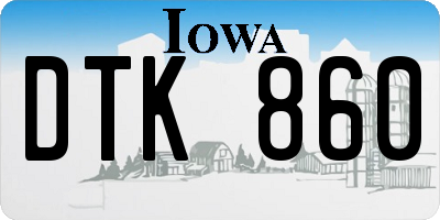 IA license plate DTK860
