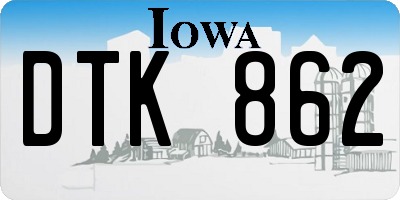 IA license plate DTK862