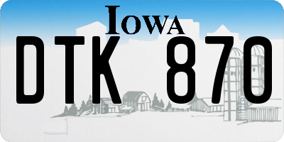 IA license plate DTK870