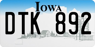 IA license plate DTK892