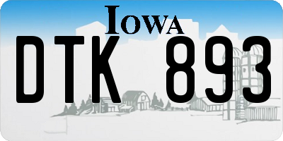 IA license plate DTK893