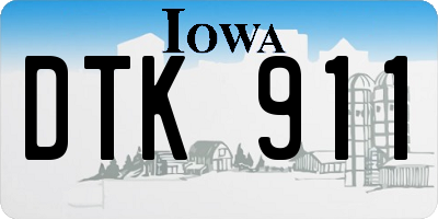 IA license plate DTK911