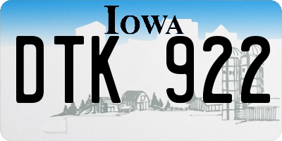 IA license plate DTK922