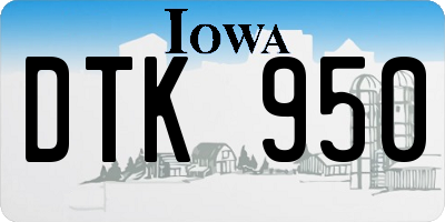 IA license plate DTK950
