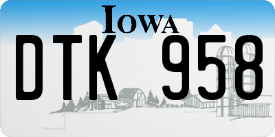 IA license plate DTK958