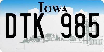 IA license plate DTK985