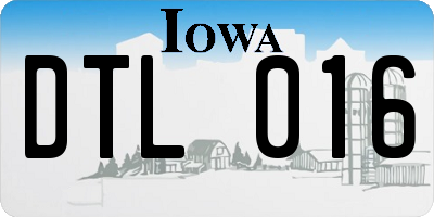 IA license plate DTL016