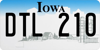 IA license plate DTL210
