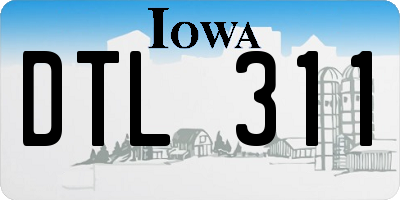 IA license plate DTL311