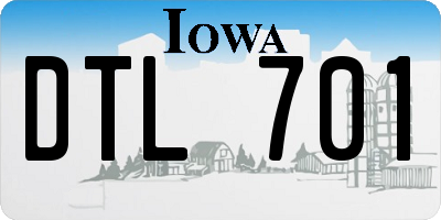 IA license plate DTL701