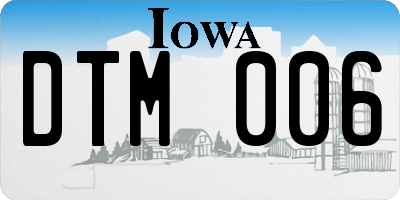 IA license plate DTM006