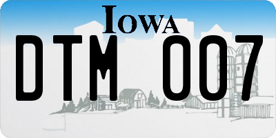 IA license plate DTM007