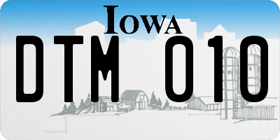 IA license plate DTM010