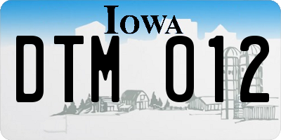 IA license plate DTM012
