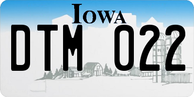 IA license plate DTM022