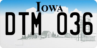 IA license plate DTM036