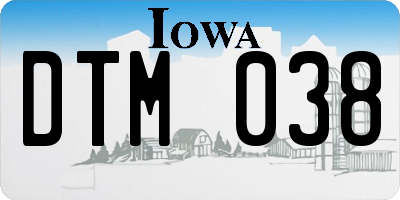 IA license plate DTM038